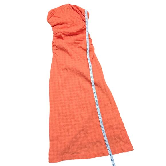 Free People Brandie Midi Flamingo size Xsmall Xs Orange Slit Ruched Strapless - Picture 3 of 7